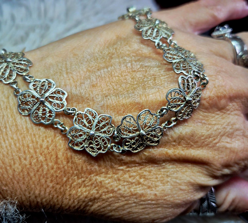 Indian silver filigree - indian, flower