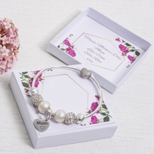 Mothers Day Gift Present Mum Mummy Charm Bracelet Personalised Jewellery Box