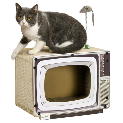 Pawhut shaped cat house - pawhut, tv-shaped