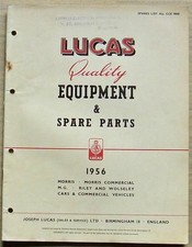 LUCAS BMC Morris MG Riley WOLSELEY 1956 Car Equipment Spare Parts List #CCE900E