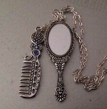Hair Stylist Necklace Bling Comb Real Mirror Hairdresser Apprentice Salon 24"