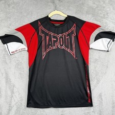 Tapout Y2K Logo Spellout Shirt Youth Large MMA Boxing Grunge Red Black Stretch
