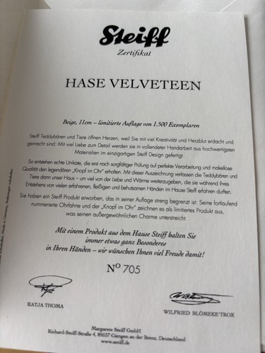 Steiff 2012 velveteen rabbit - steiff,