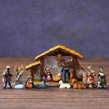 12 Pieces Jesus Manger Scene Figurines Nativity Set Christmas Decoration