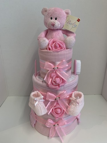Pink tier nappy cake baby - pink,