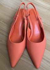 Ladies next orange kitten heel forever comfort sandal shoes pointed size 3.5 NWT