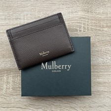 NEW Mulberry Credit Card Holder Slip Dark Chocolate Classic Grain Leather Boxed