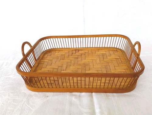 Vintage bamboo tray serving - vintage,