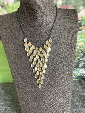 Gunmetal tone tear drop bib necklace