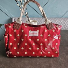Cath Kidston Women's Red Spot Oilcloth Medium Handbag Leather Trip On Handle