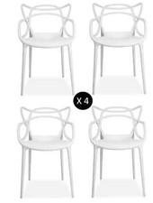 4X WHT Master Style Bar Cafe Bistro Patio Garden Kitchen Dining Chairs Stackable
