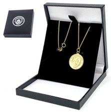 MANCHESTER CITY FC 18ct GOLD PLATED ON SILVER CREST PENDANT & CHAIN NECKLACE