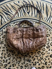 Miu Miu Brown Nappa Leather Patchwork Crossbody Matelasse Bag