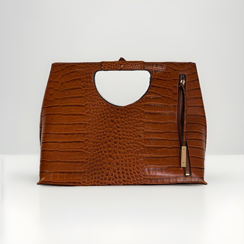 Croc embossed brown faux - croc,