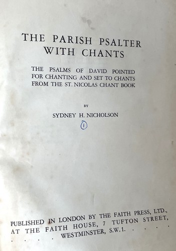 Parish psalter psalm book - parish,