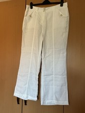 LADIES WHITE LINEN PER UNA TROUSERS 16s LINED + FRONT ZIP 2 FRONT POCKETS BNWOT