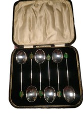 6 X Silver Coffee Bean Spoons