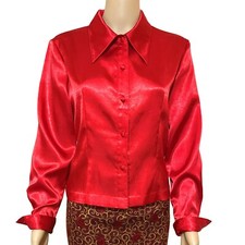 Woman's Beautiful Red,  Collared, Blouse, Chest Size 36 inches, Size M