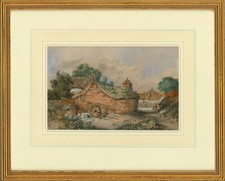 J. M - 1866 Watercolour, Cart On The Farm