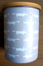 NEW SCION LIVING GREY METAL LARGE STORAGE TIN MR FOX DESIGN HIGHLY SOUGHT AFTER!