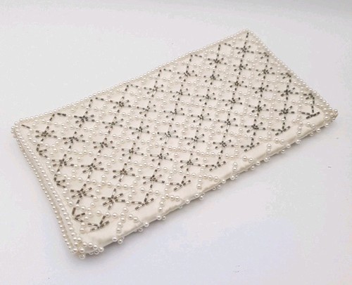 Vintage pearl beaded clutch - beaded,