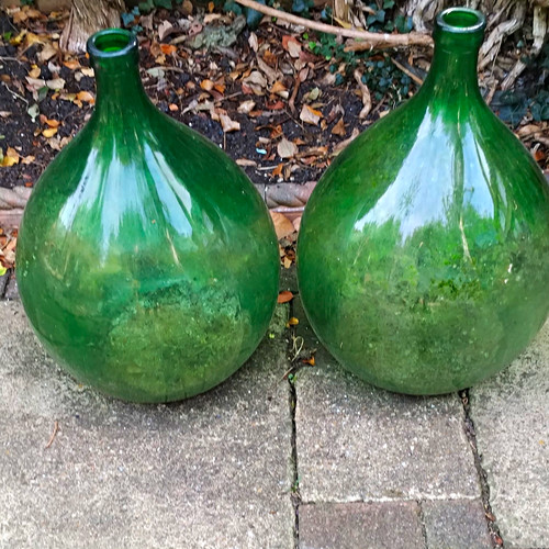 Pair large green glass - pair,