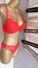 used PRIMARK womens push up 34C maximise assets bra lace red sexy hot