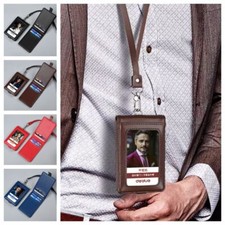 ID Tag Badge Holder Employee Pass Work Card Case with Lanyard Flip Chest CardBag
