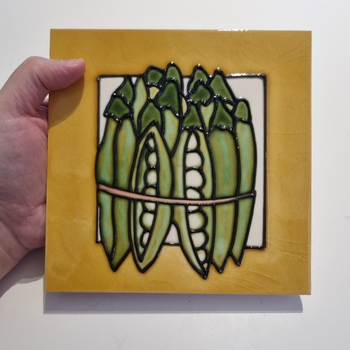 Benaya ceramic art tile peas - ceramic,