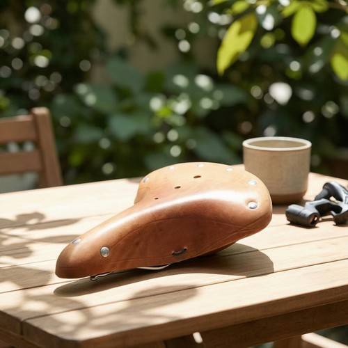 Leather bike seat with springs - leather,