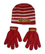 Kid's "Match Of The Day" Football Hat  & Gloves Set. (RED/WHITE). 