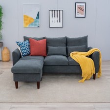 Modern L-Shaped Corner Sofa 2 3 Seater Armchair Couch With Footstool