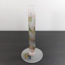 Opaque Glass Stem Vase 21cm Height Decorated Abstract Multi Colour