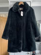 MANGO DARK GREEN FAUX FUR COAT