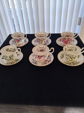 6 Royal Albert Flowers Of The Month Series Tea Cups & Saucers
