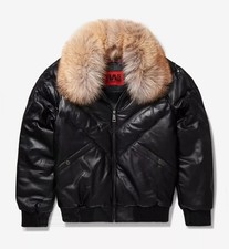 Men leather bomber jacket - men's,