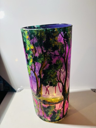 Hand painted glass vase tall - hand, vase,