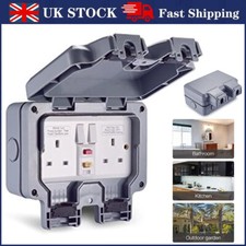Outdoor Socket Weatherproof Storm RCD Socket Double Switched 13A 2Gang IP66 UK
