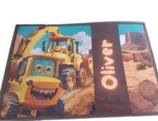 PERSONALISED Children's Laminated Table Large Placemat Digger  Child's Kids Boys