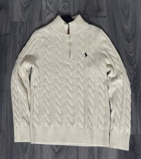 Ralph Lauren Beige Rope Knit Quarter Zip Size Small