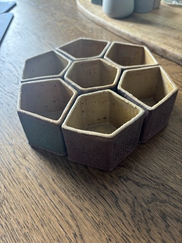 Pottery hexagonal colours - pottery,