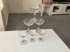 6 x Vintage Original 1970's Babycham Glasses Gold Rimmed Cocktail Champagne