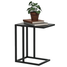 HOMCOM C Shape Side Table w/ Wood-Effect Top, Black, Refurbished