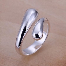 Teardrop Shaped Adjustable Ring 925 Sterling Silver Women Girls Jewellery Gift