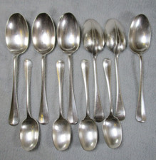 10 Lovely Vintage Dixon Silver Plate A1 Rattail Dessert & Serving / Table Spoons