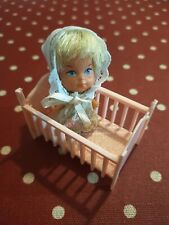 Vintage Mattel Liddle Kiddles Larkie Lucky Locket Kiddle Doll In Cot
