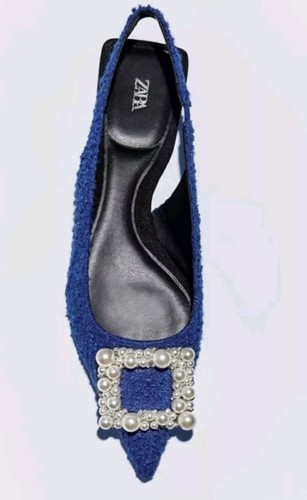 Zara blue tweed slingback - zara,