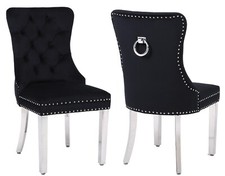Set of 2 Black Velvet Dining