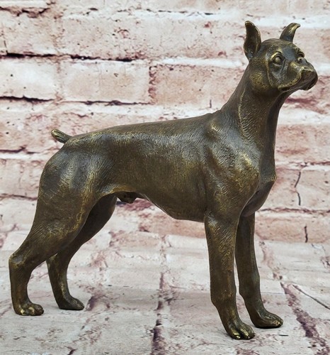 Boxer dog bronze metal statue - boxer,