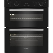 Indesit DUI10DB Built-Under Double Oven, Fan Assisted Main, & Grill, with Timer